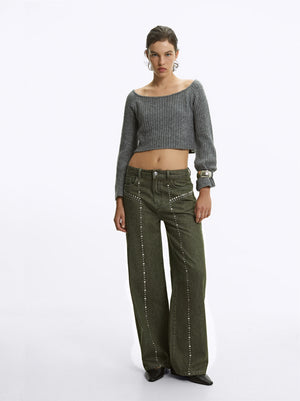 Cotton Pants With Studs