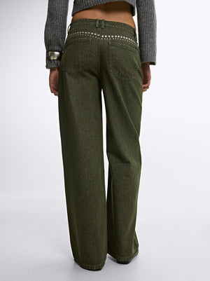 Cotton Pants With Studs