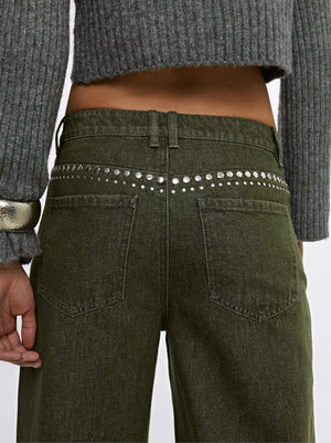 Cotton Pants With Studs