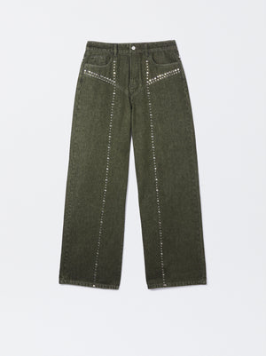 Cotton Pants With Studs