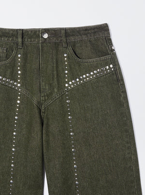 Cotton Pants With Studs