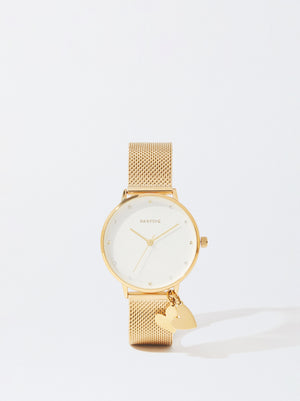 Stainless Steel Watch With Hearts