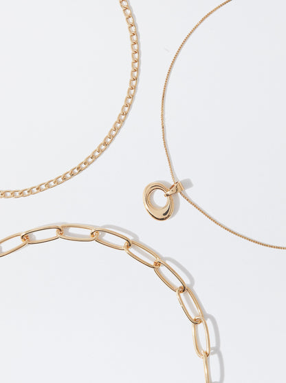Set Of Golden Necklaces