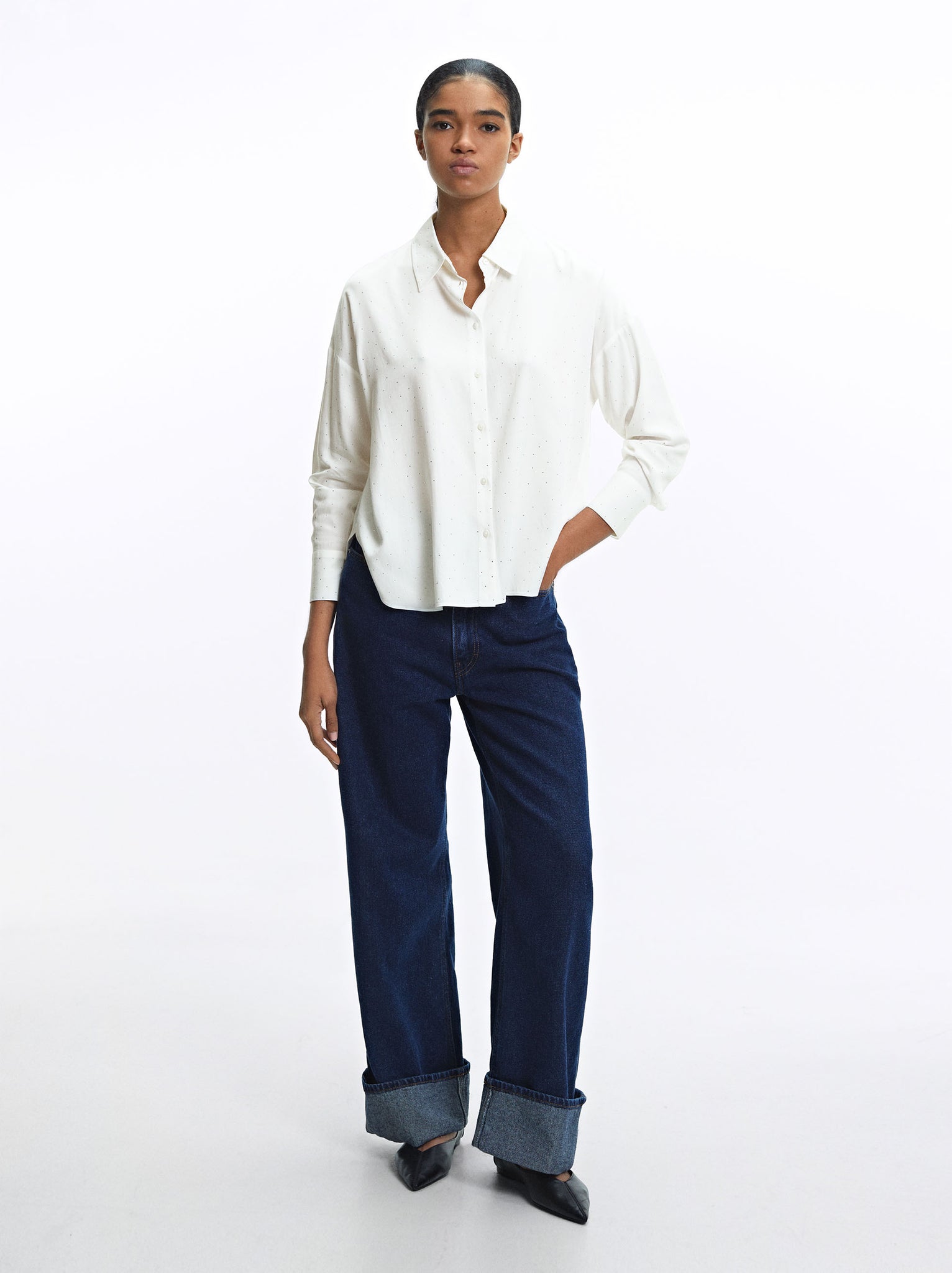 Long-Sleeve Shirt With Rhinestones