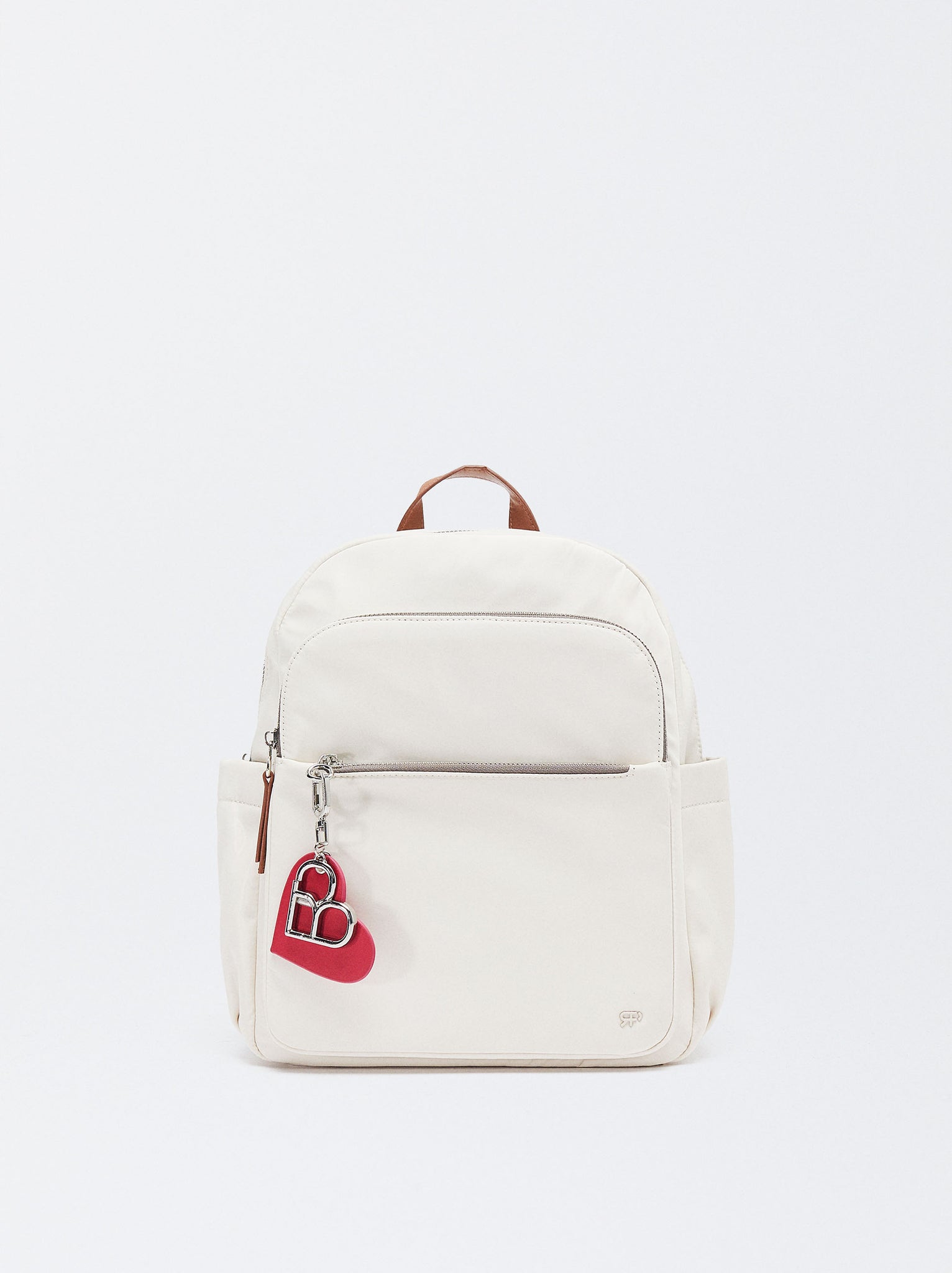 Nylon Backpack With Heart Pendant