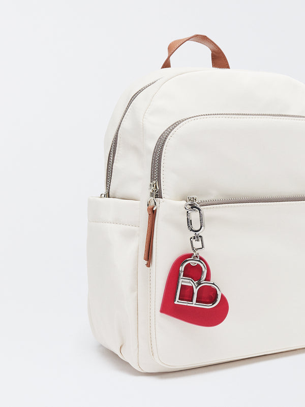 Nylon Backpack With Heart Pendant