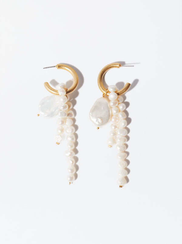 Hoop Earrings With Fresh Water Pearl