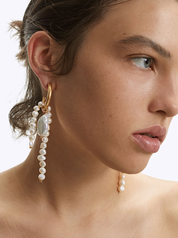 Hoop Earrings With Fresh Water Pearl