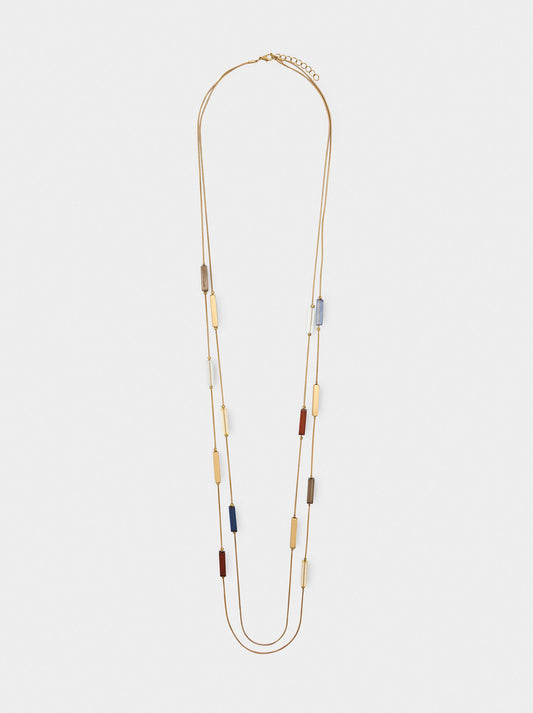 Long Double Necklace With Multicolor
