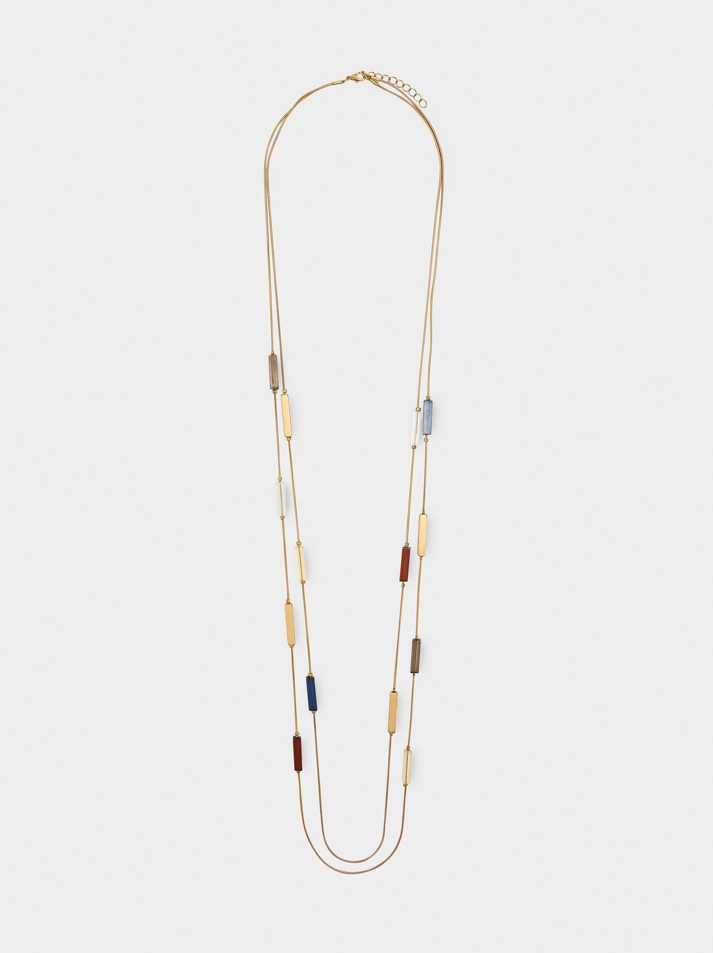Long Double Necklace With Multicolor