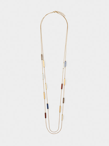 Long Double Necklace With Multicolor