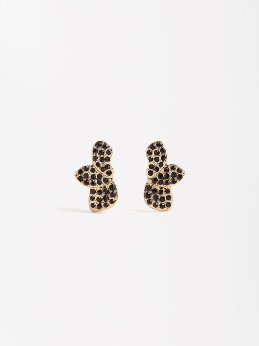 Earrings With Flower And Crystals