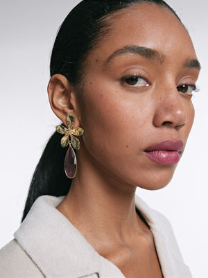 Flower Earrings With Stone