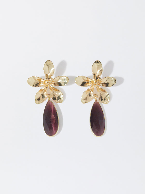 Flower Earrings With Stone