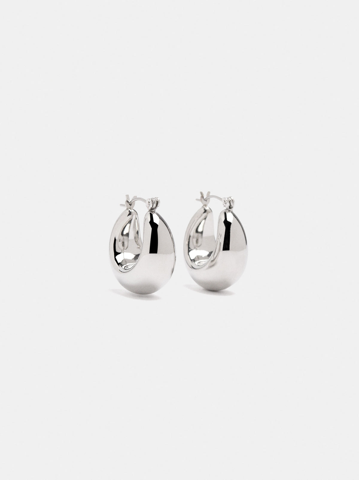 Elongated Silver-Toned Hoop Earrings