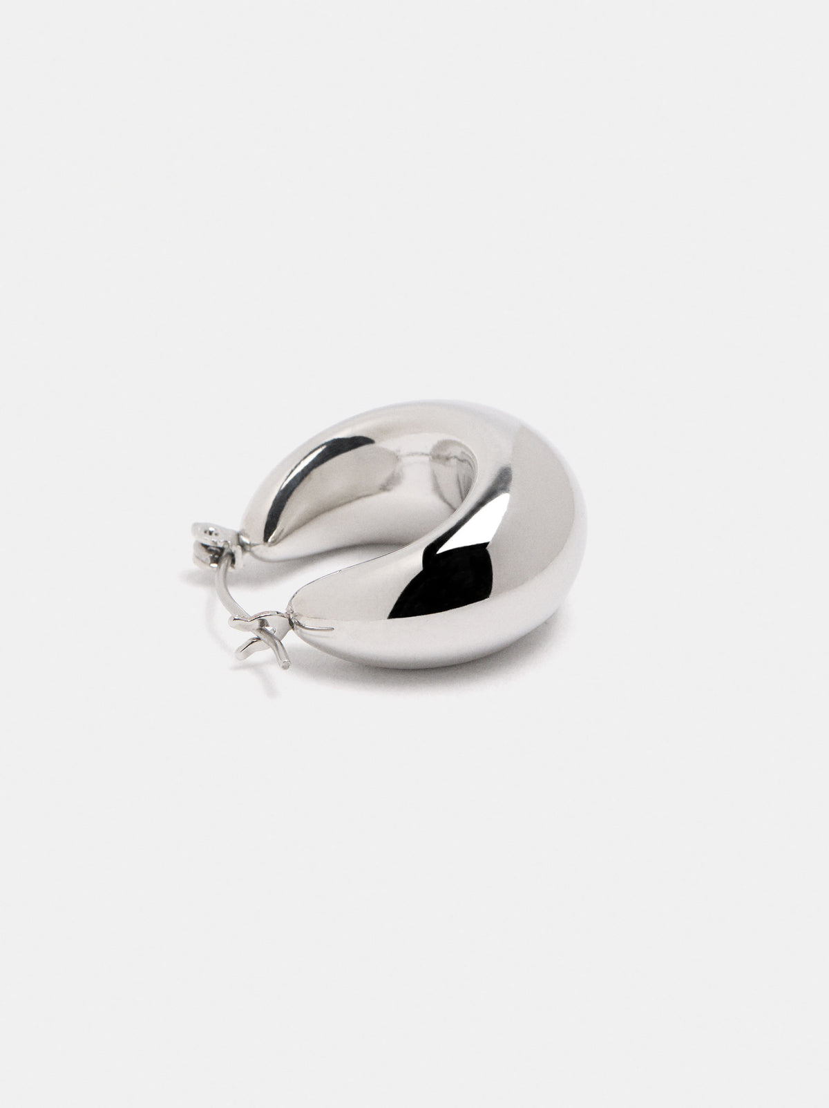 Elongated Silver-Toned Hoop Earrings