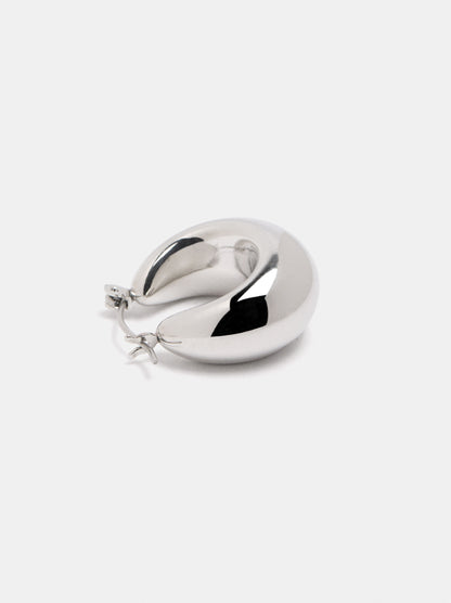 Elongated Silver-Toned Hoop Earrings