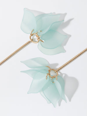 Steel Earrings With Flower