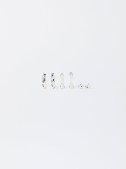 Set Of Silver-Plated Earrings