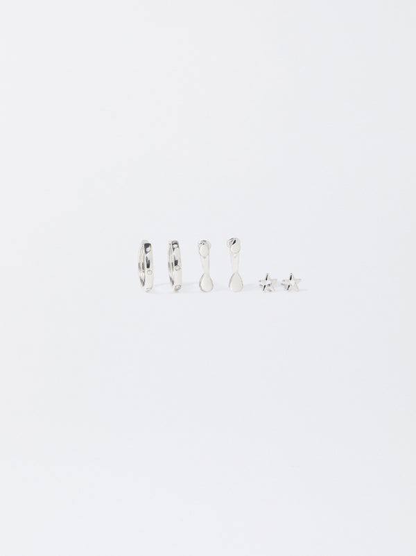 Set Of Silver-Plated Earrings