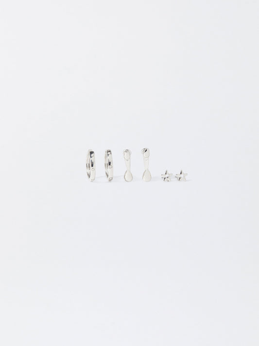 Set Of Silver-Plated Earrings