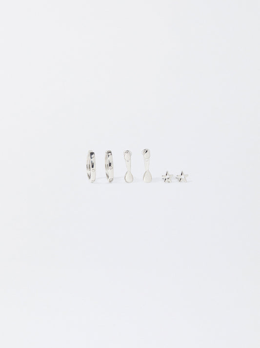Set Of Silver-Plated Earrings