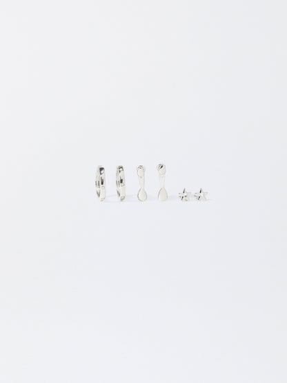 Set Of Silver-Plated Earrings