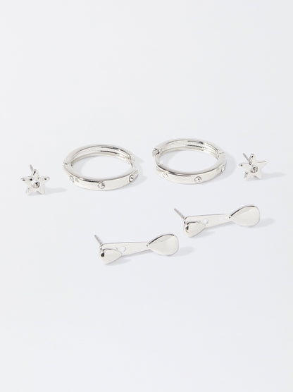 Set Of Silver-Plated Earrings
