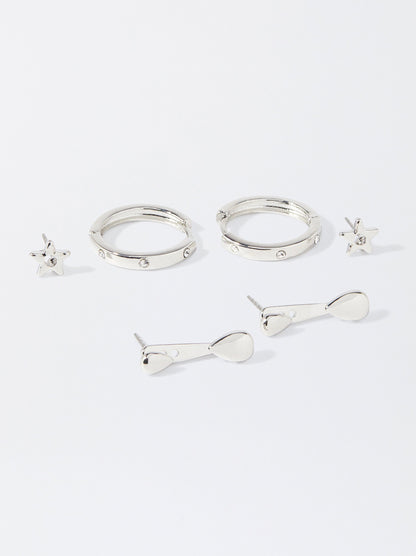 Set Of Silver-Plated Earrings