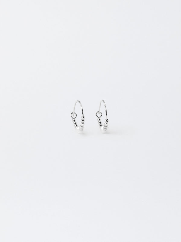 Silver Hoop Earrings With Pearl