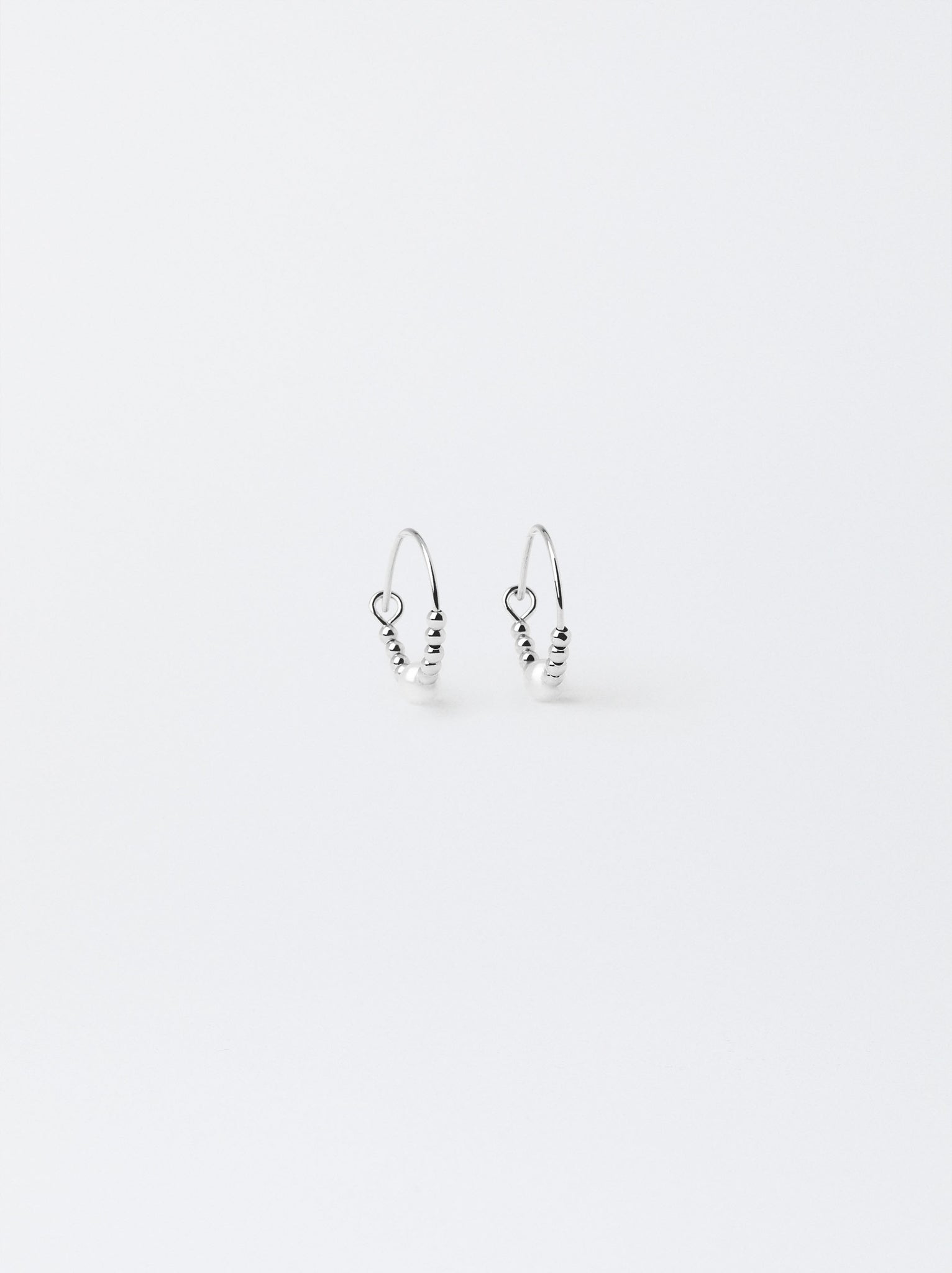 Silver Hoop Earrings With Pearl