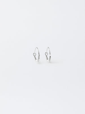 Silver Hoop Earrings With Pearl