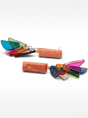 Earrings With Stone And Resin