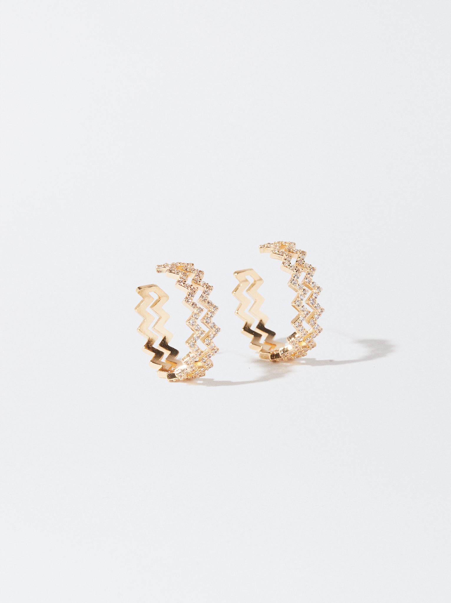 Zig-Zag Hoops Earrings With Zirconia