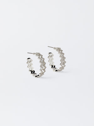 Zig-Zag Hoops Earrings With Zirconia