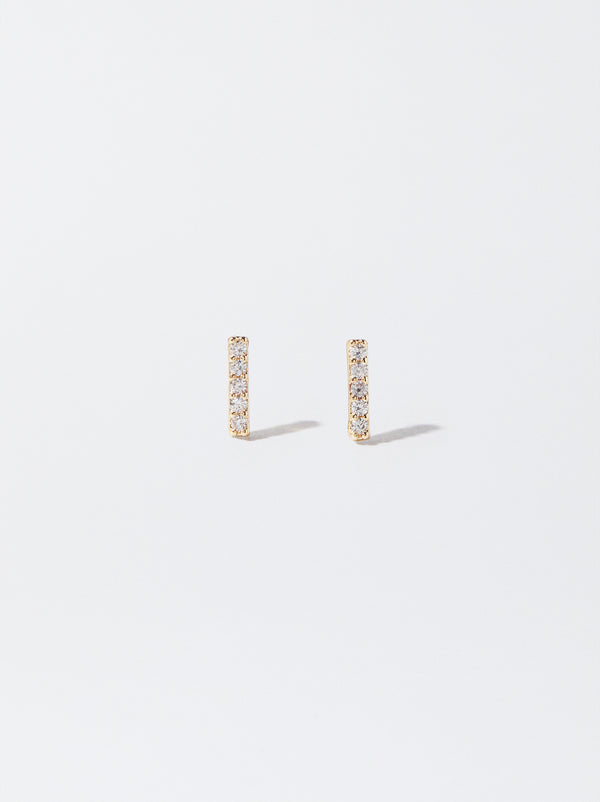 Golden Earrings With Zirconia