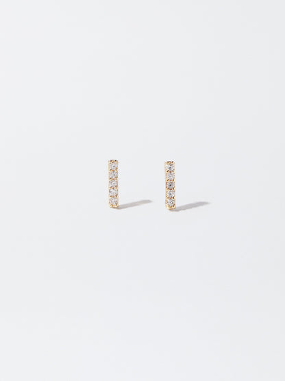 Golden Earrings With Zirconia