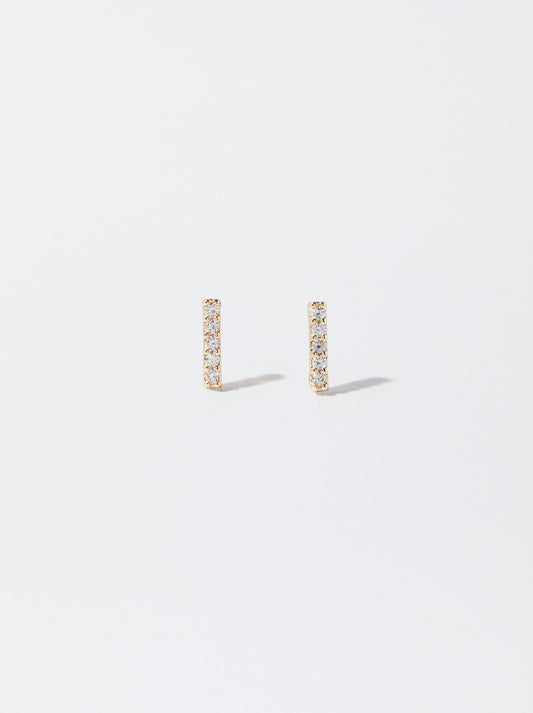 Golden Earrings With Zirconia
