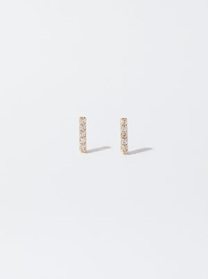 Golden Earrings With Zirconia