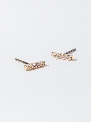 Golden Earrings With Zirconia