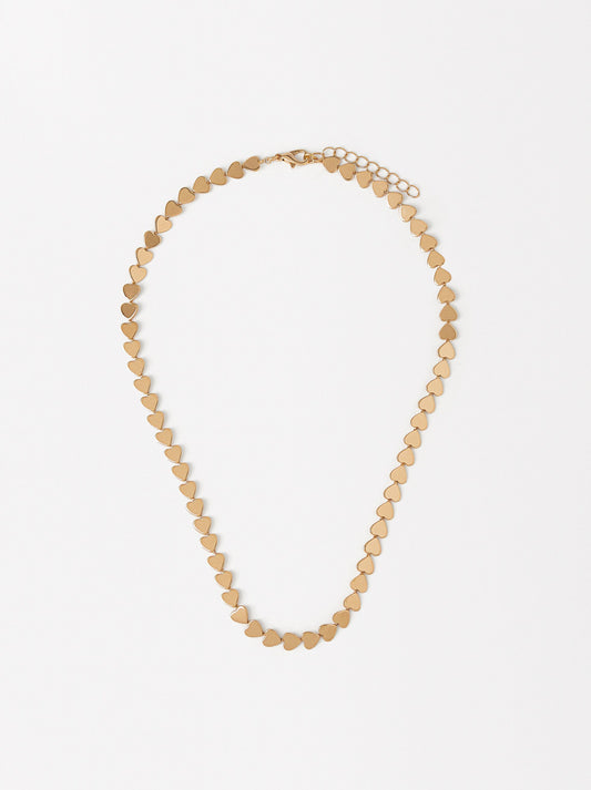 Golden Necklace With Hearts