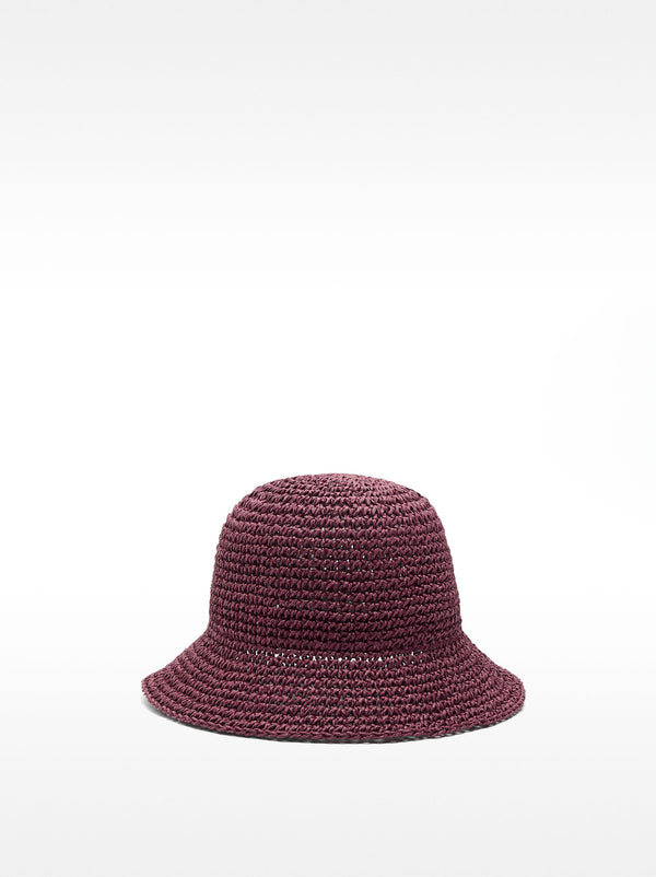 Printed Bucket Hat With Straw Effect