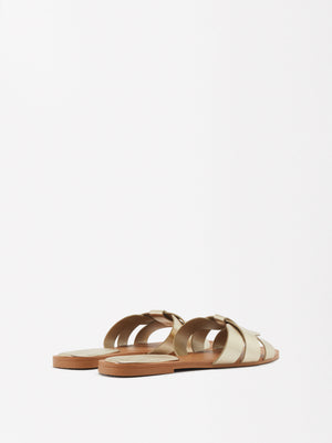 Metallic Flat Crossed Sandals