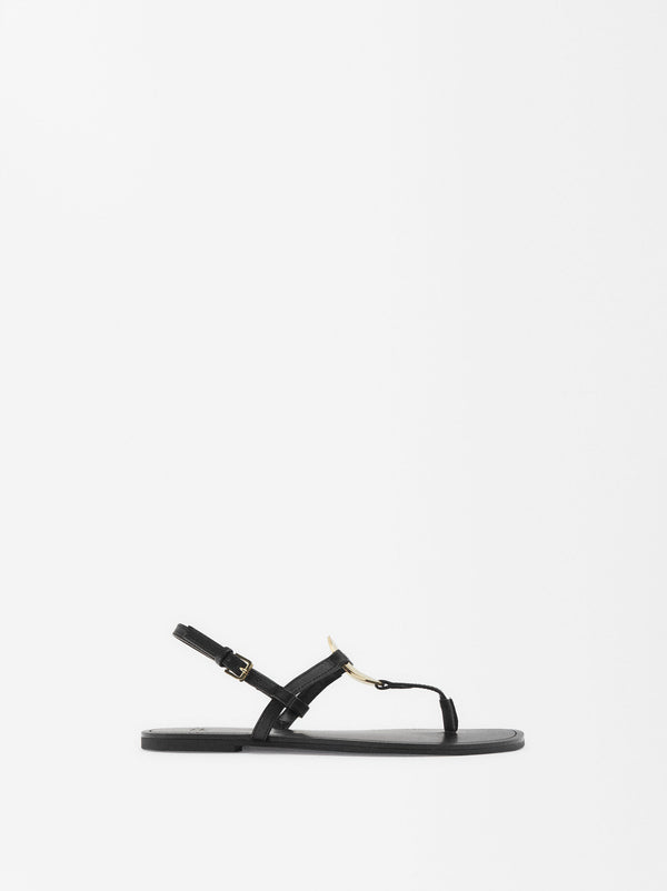 Flat Sandals With Metallic Detail