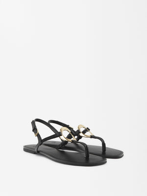 Flat Sandals With Metallic Detail