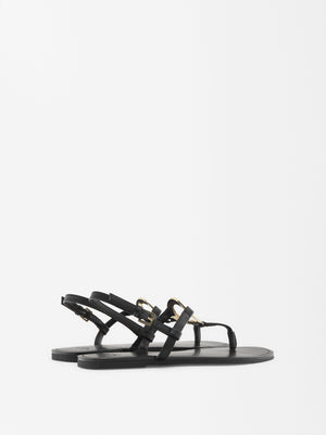 Flat Sandals With Metallic Detail