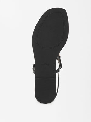 Flat Sandals With Metallic Detail