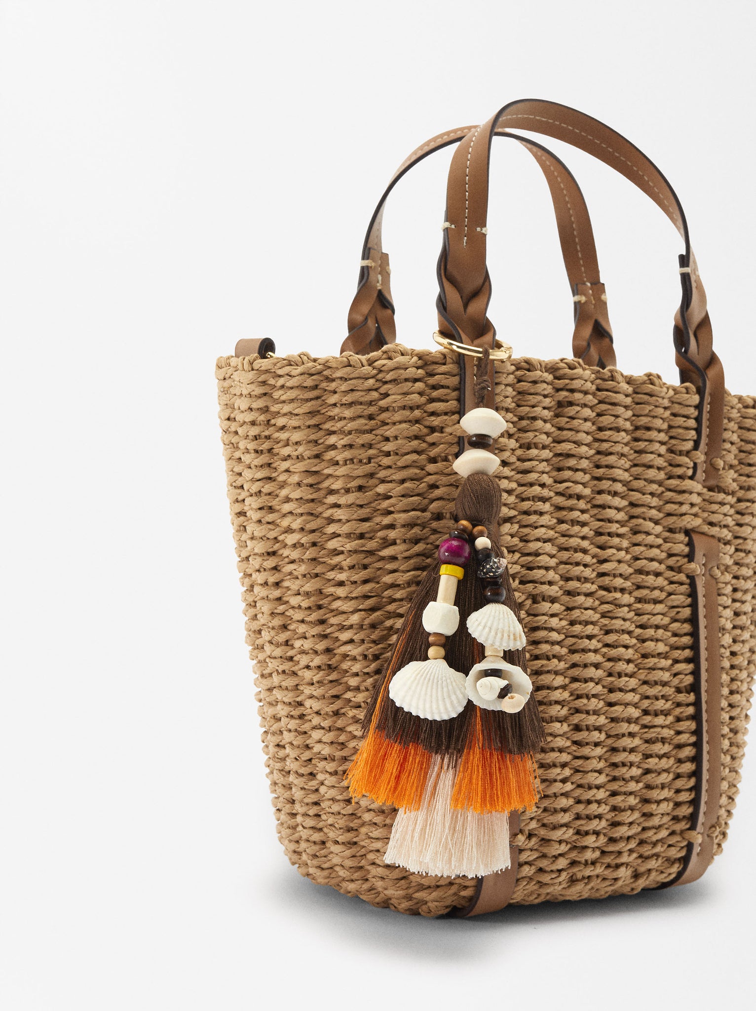 Straw Effect Shopper With Pendant Bag S