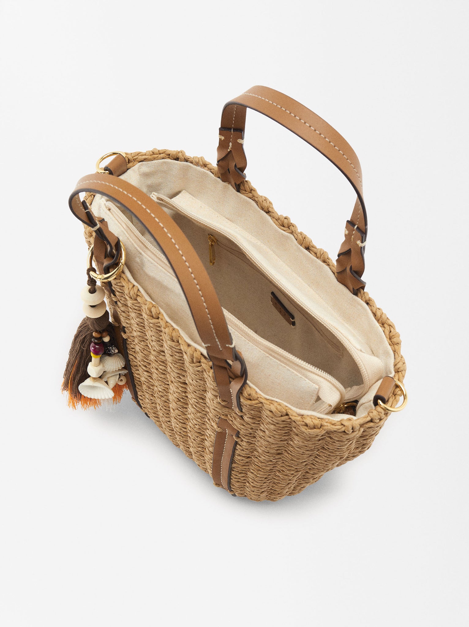 Straw Effect Shopper With Pendant Bag S
