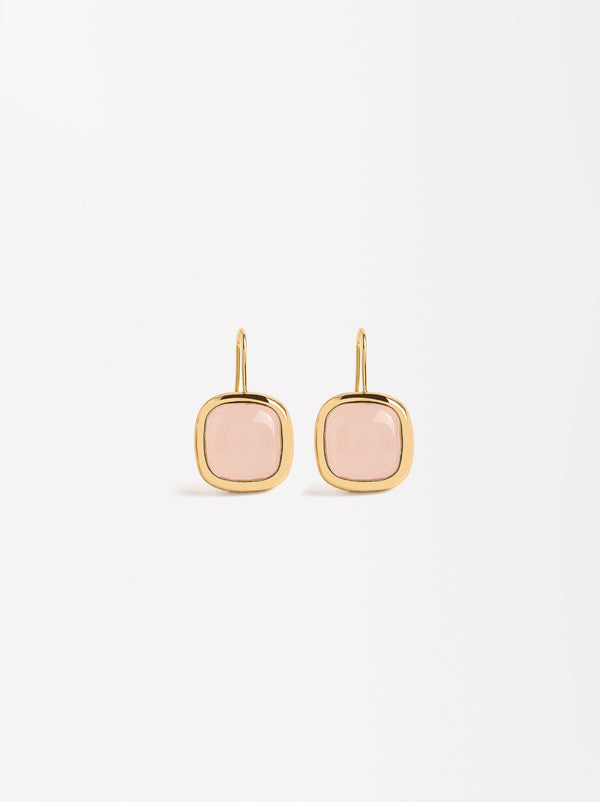 Stone Effect Golden Earrings